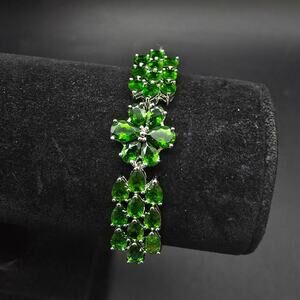 DK 925 Chrome Diopside Bracelet Sterling Silver Green Gemstone